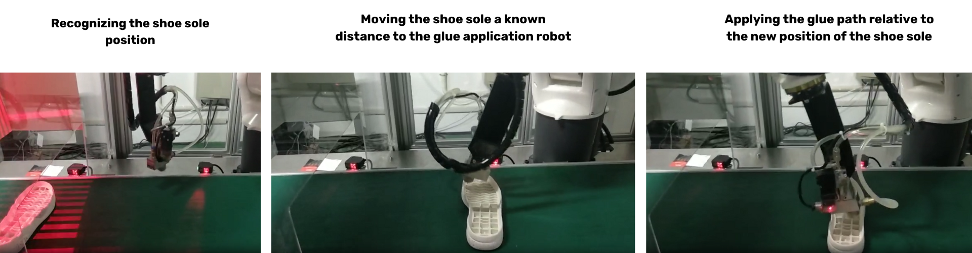 Shoe sole 3D recognition process for creating a glue path for robotic automation